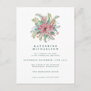 Brautparty Aquarell Poinsettia Floral Postkarte