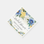 Brautparty Aquarellblau und Gelb Blumen Serviette (Ecke)
