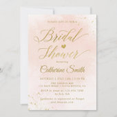 Brautparty Aquarellblau und Gold Einladung (Vorderseite)