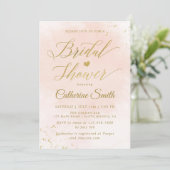 Brautparty Aquarellblau und Gold Einladung (Stehend Vorderseite)