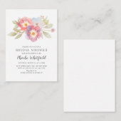 Brautparty Aquarellblume Moderne Botanische Modern Mitteilungskarte (Vorne/Hinten)