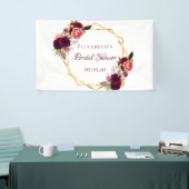 Brautparty Aquarellblumen Bordeaux Gold Banner (Messeveranstaltung)