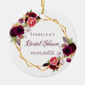 Brautparty Aquarellblumen Bordeaux Gold Keramik Ornament (Vorne)