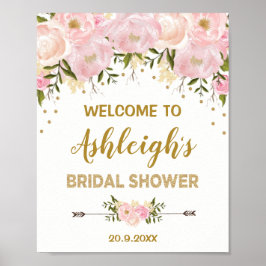 Brautparty Aquarellblush Peonies Willkommen Poster