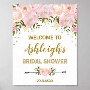 Brautparty Aquarellblush Peonies Willkommen Poster