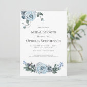 Brautparty | Aquarellfarben, blau, floralblau Ankündigung (Stehend Vorderseite)