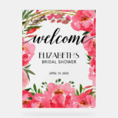 Brautparty Aquarellfarben Rosa Peonies Willkommen Acrylschild (Vorderseite)