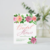 Brautparty | Aquarellfarben, rosa und orange Rose Postkarte (Stehend Vorderseite)