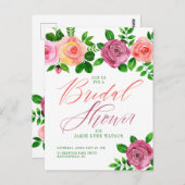 Brautparty | Aquarellfarben, rosa und orange Rose Postkarte (Vorne/Hinten)