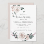 Brautparty | Aquarellfarbene Rose Ankündigung (Vorne/Hinten)