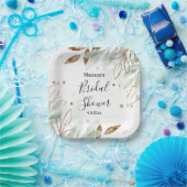 Brautparty Aquarellgoldgold botanischer Chic Pappteller (Party)