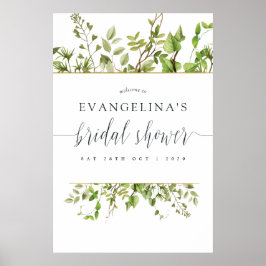 Brautparty Aquarellgrün Willkommen Poster