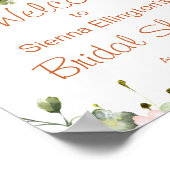 Brautparty Aquarellpfirsichblumen Willkommenszeich Poster (Ecke)