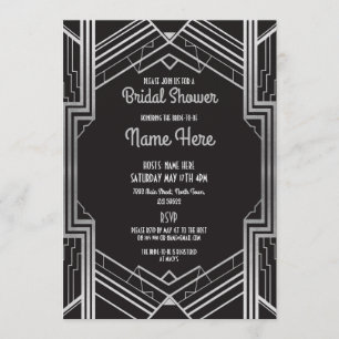 Brautparty Art Deco Silver Party der 1920er Jahre  Einladung