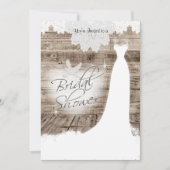 Brautparty auf Stallholz mit Spitzen- und Weißröhr Einladung (Vorderseite)