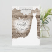 Brautparty auf Stallholz mit Spitzen- und Weißröhr Einladung (Stehend Vorderseite)