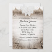 Brautparty auf Stallholz mit Spitzen- und Weißröhr Einladung (Rückseite)