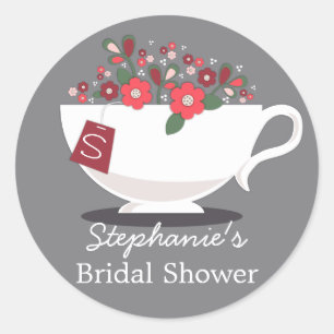 Brautparty-Aufkleber für Korallenflorale Runder Aufkleber