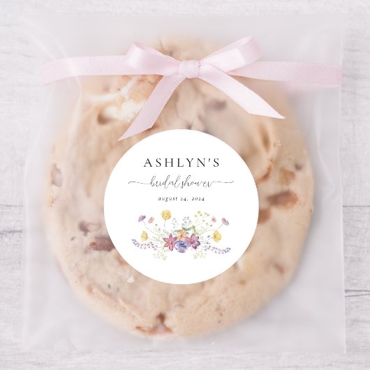 Brautparty-Aufkleber für Wasserfarben-Wildblume Runder Aufkleber