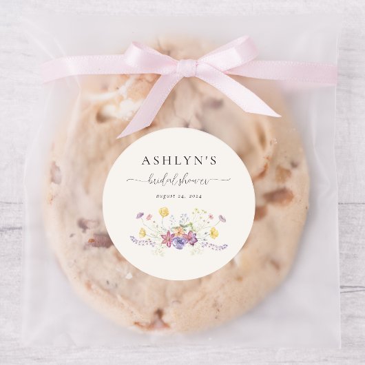 Brautparty-Aufkleber für Wasserfarben-Wildblume Runder Aufkleber