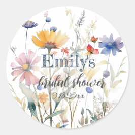 Brautparty-Aufkleber für Wildblumen im Wasserfarbe Runder Aufkleber