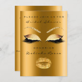 Brautparty Augen Gold Funkelnd Lippen Einladung (Vorne/Hinten)