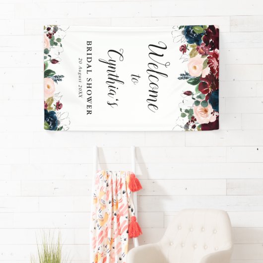 Brautparty aus Bordeaux und Marineblau Banner (Insitu)