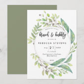 Brautparty aus Brunch und Bläschen Einladung (Vorne/Hinten)