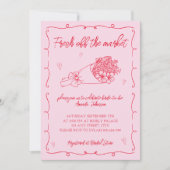 Brautparty aus dem Markt - Rosa und Rote Hand Einladung (Vorderseite)