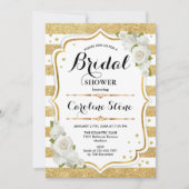 Brautparty aus geblümtem Gold Einladung (Vorderseite)