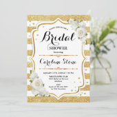 Brautparty aus geblümtem Gold Einladung (Stehend Vorderseite)