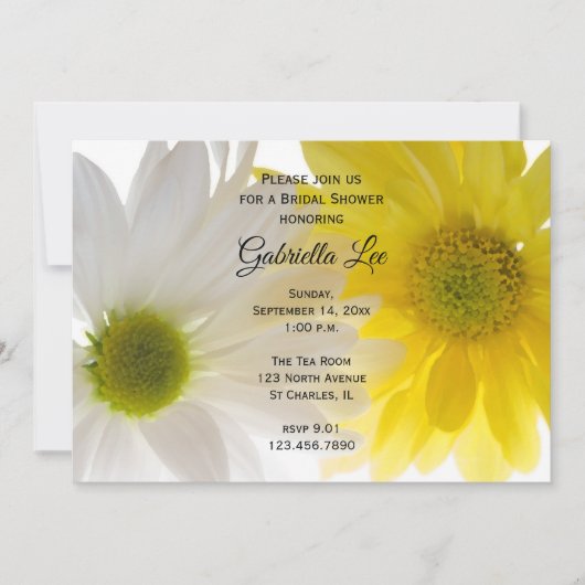 Brautparty aus Gelb und Weiß Einladung (Vorderseite)