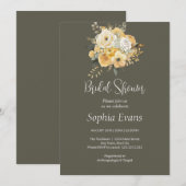 Brautparty aus gelb-weißem Bouquet Einladung (Vorne/Hinten)