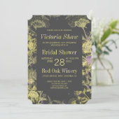 Brautparty aus gestrichenen gelben Blumen Einladung (Stehend Vorderseite)