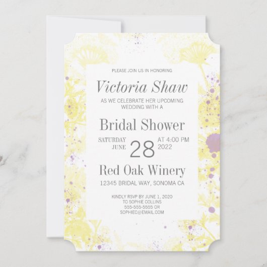 Brautparty aus gestrichenen gelben Blumen Einladung (Vorderseite)