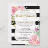 Brautparty aus Gold, Schwarz und Weiß Einladung (Vorderseite)