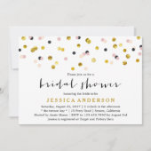 Brautparty aus Gold und Rosa Confetti Einladung (Vorderseite)