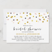 Brautparty aus Gold und Rosa Confetti Einladung (Vorderseite)