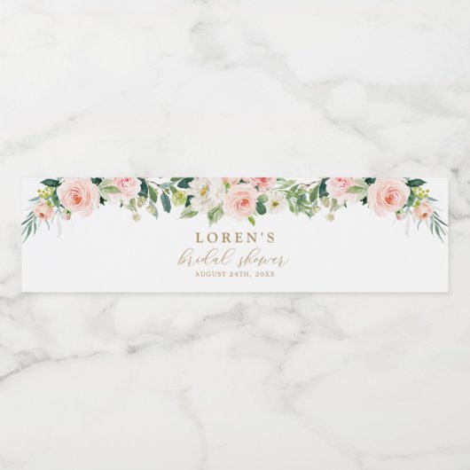 Brautparty aus Gold und Rosa Wasserflaschenetikett (Einzelnes Label)