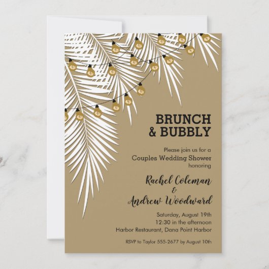 Brautparty aus Gold und Schwarz Einladung (Vorderseite)