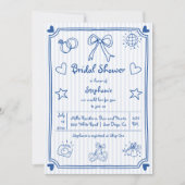 Brautparty aus handgezogenen, blau gestrichenen St Einladung (Vorderseite)