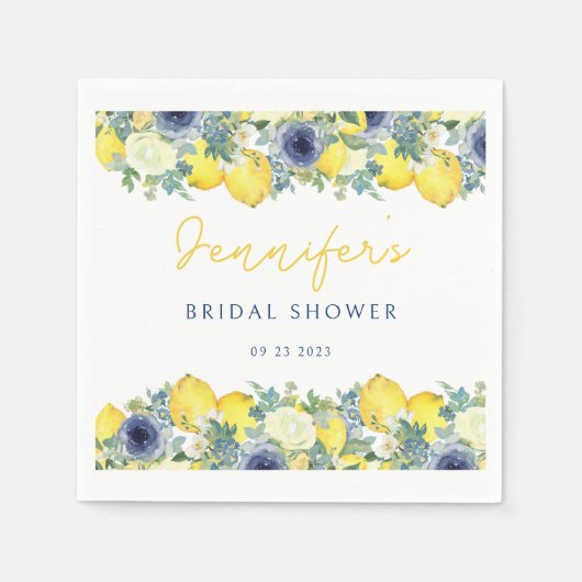 Brautparty aus hellgelbem Zitronen Serviette (Vorderseite)