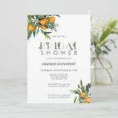 Brautparty aus Orangen und Grünpflanzen Einladung (Stehend Vorderseite)