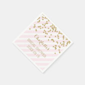 Brautparty aus rosa goldfarbenem Confetti Streifen Serviette (Ecke)