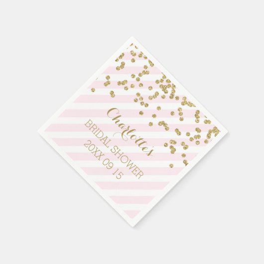 Brautparty aus rosa goldfarbenem Confetti Streifen Serviette (Ecke)