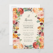 Brautparty aus rosa, rosa, blütenfarbenen Rahmen Einladungspostkarte (Vorne/Hinten)
