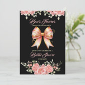 Brautparty aus Rosa und Rosa Blütenbraun Einladung (Stehend Vorderseite)