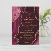 Brautparty aus Rot und Gold-Agate Einladung (Stehend Vorderseite)