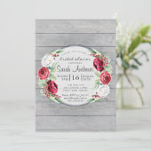 Brautparty aus rustikalem Watercolor, Blumenholz Einladung (Stehend Vorderseite)