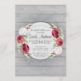 Brautparty aus rustikalem Watercolor, Blumenholz Einladung